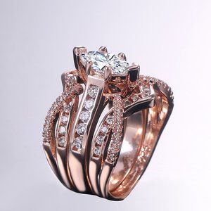 💕Sweet Anillos Shiny Marquis Dainty Zircon Micro Pave Rings for Women, PD018